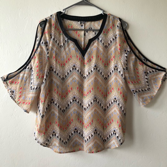 COLD SHOULDER Semi Sheer Womens Top Size Small No Tags - Picture 1 of 6